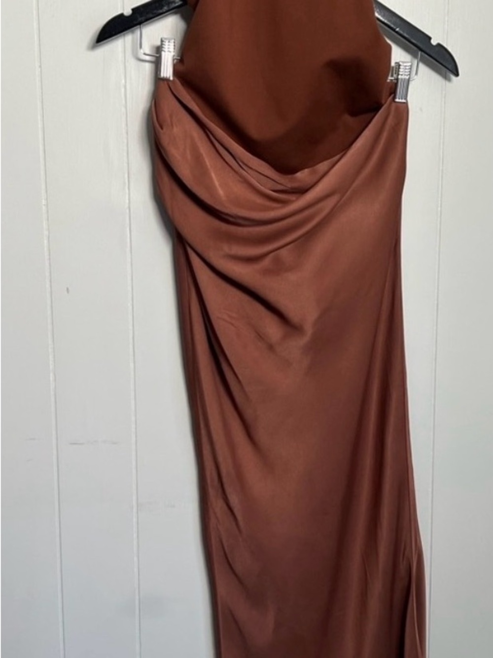 Camila Coelho Brown One-Shoulder Draped Evening Gown - Picture 4 of 4